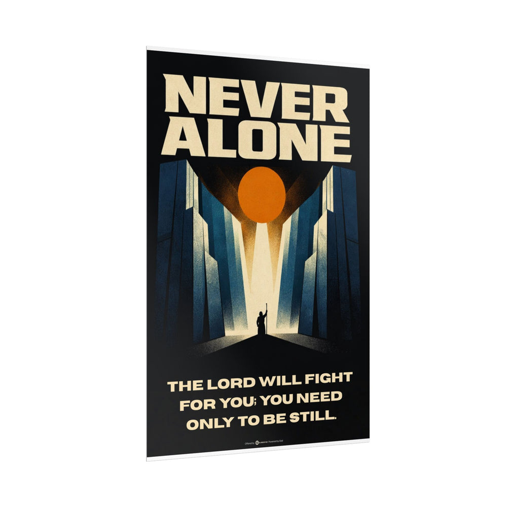 Inspirational Christian Poster - Never Alone Exodus 14:14