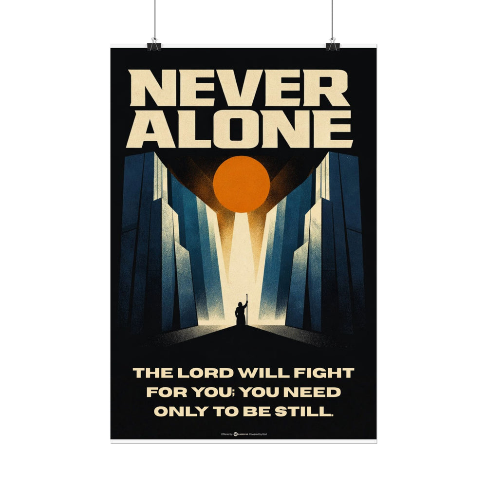 Inspirational Christian Poster - Never Alone Exodus 14:14